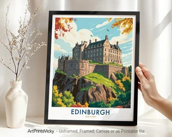 Edinburgh Travel Print - Scotland, Edinburgh Poster, Wall Hanging Home Decor, Housewarming Gift