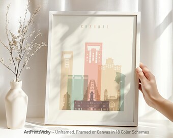 Chennai poster, print wall art, India cityscape, Travel poster, City print, Travel gifts, Office decor | ArtPrintsVicky