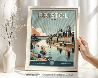 Bristol Print | Poster Wall Art in Retro style | Skyline Decor for Home and Office | Personalised Gift | ArtPrintsVicky