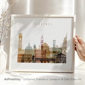 Florence Skyline Watercolor Print: Italy Cityscape Art