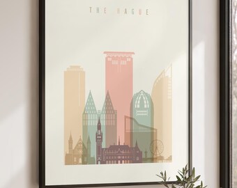 The Hague Netherlands Wall Art Print, Skyline Poster, Cityscape Travel Decor