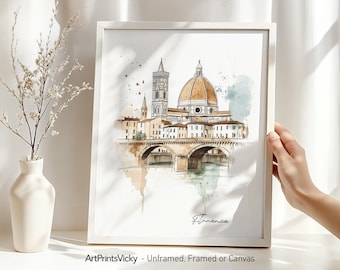 Florence wall art print drawing | Florence poster | Florence Italy skyline drawing Illustration | Wall Hanging Home decor | ArtPrintsVicky