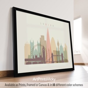 London Modern Print in Warm Pastels, Horizontal, Framed, Unframed or Canvas | ArtPrintsVicky