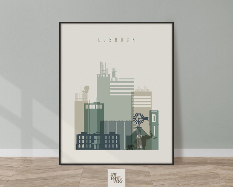 Lubbock Print Poster Wall Art Travel Print Texas Lubbock Etsy