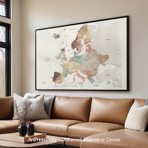 Poster carte de l'Europe, oeuvre d'art murale carte de voyage, cadeaux personnalisés | Impressions artistiquesVicky