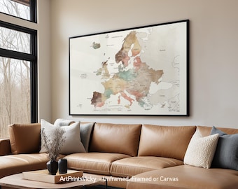 Europe Map Poster Print , Travel Map Wall Art, Personalised gifts | ArtPrintsVicky
