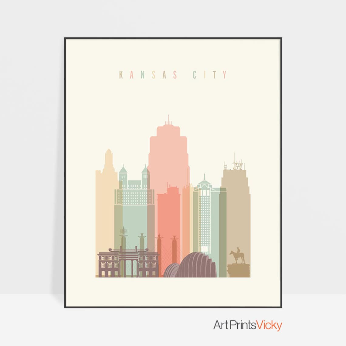 Kansas City Wall Art Kansas City Print Kansas City skyline Etsy