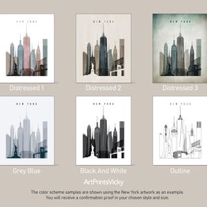 a bunch of different buildings that are on a wall