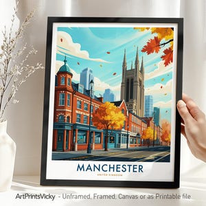 Manchester Cityscape Print: Modern England Wall Art