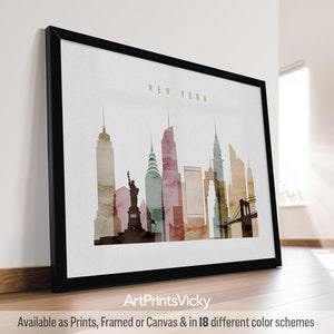 New York print, New York poster wall art, New York City skyline, Travel poster, City print, Travel gifts, Office decor | ArtPrintsVicky