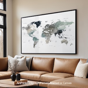 Weltkarte Wandkunst, Weltkarte Poster, Travel Map Print | ArtPrintsVicky