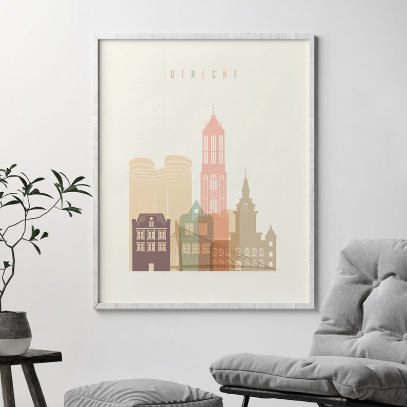 Utrecht Art Print Utrecht Poster Utrecht Skyline Wall Art Etsy