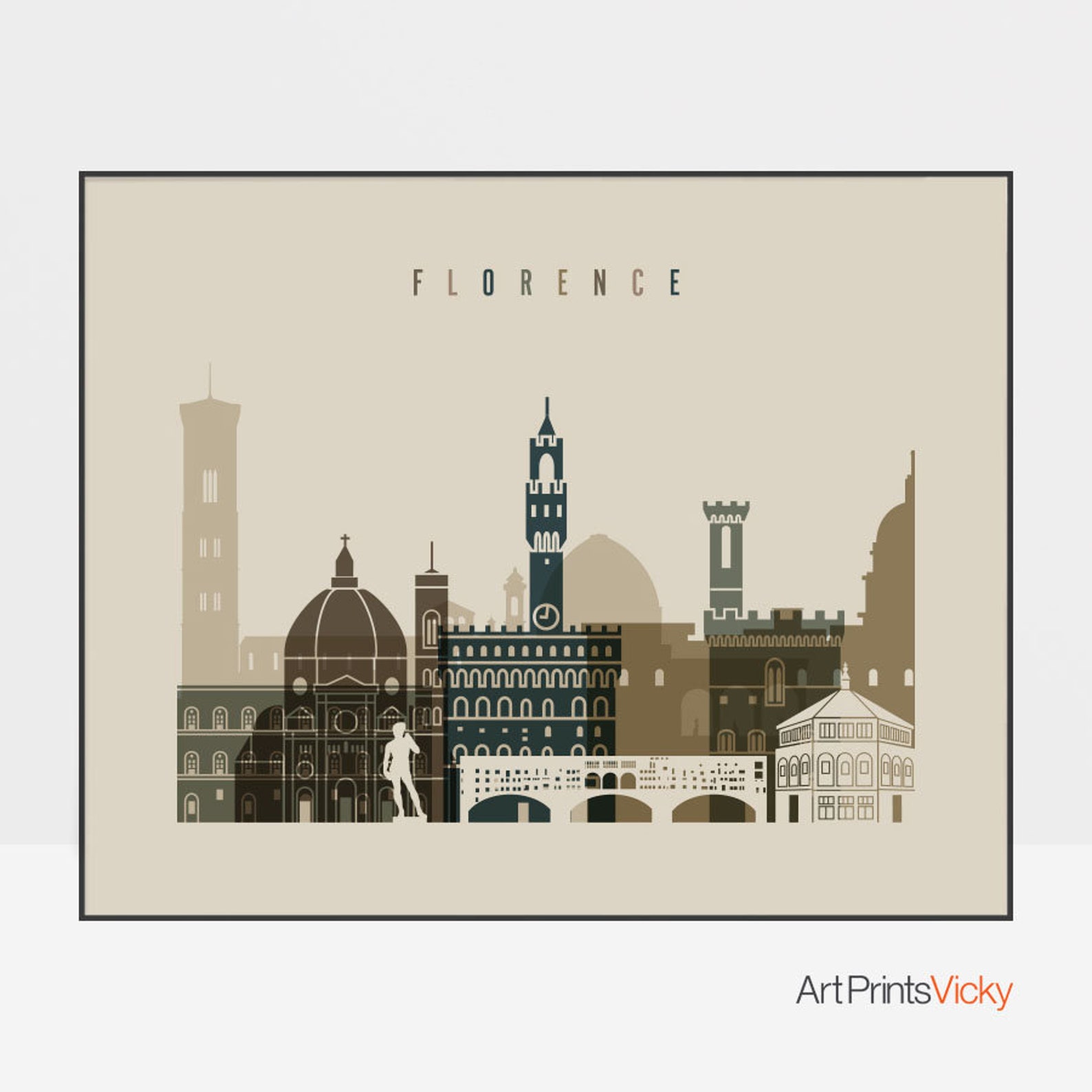 Florence art print Poster Wall art travel Italy cityscape Etsy
