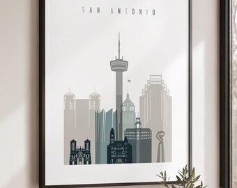 San Antonio Wall Art Print, Skyline Poster, Cityscape Travel Decor