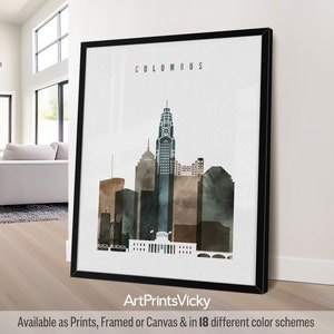 Columbus Ohio, Wall art print, Skyline poster, travel city print, Personalised print | ArtPrintsVicky