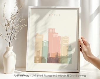 Leeds Print, Skyline Poster, Travel Decor for Homes, Offices, and Unique Travel Gifts | ArtPrintsVicky