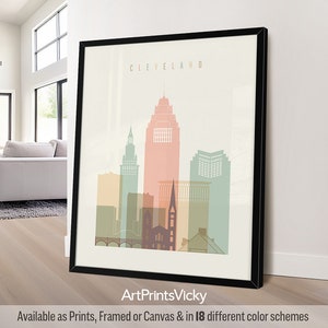 Cleveland Prints, Poster Skyline Art, Wall Art for Homes, Offices, and Unique Travel Gifts | ArtPrintsVicky