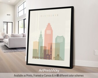 Cleveland Prints, Poster Skyline Art, Wall Art for Homes, Offices, and Unique Travel Gifts | ArtPrintsVicky