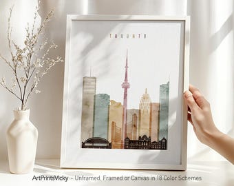 Toronto print, Toronto poster, Toronto Canada skyline, watercolor travel poster, Wall art, Gift, Home decor | ArtPrintsVicky