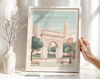 New York City poster | Wall art print | Iconic NYC Architecture Illustrations | Personalized gifts | Pastel city prints | ArtPrintsVicky