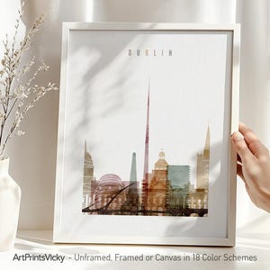 Dublin Watercolor Print: Ireland Travel Poster, City Skyline Art