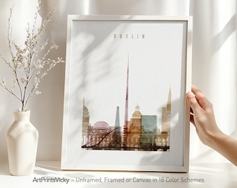 Dublin art print, Dublin watercolor poster, Dublin skyline, Travel, Wall art, Ireland, City prints, Travel, Home Decor, ArtPrintsVicky