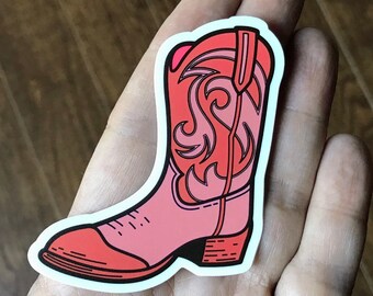 WATERPROOF Cowboy Boot Sticker - Southern Cowgirl Pink Rodeo