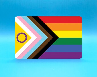 WATERPROOF Inclusive Progress Pride Flag Sticker Rainbow LGBTQAA LGBTQ+ Intersex Inclusive Car Decal