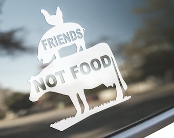 FRIENDS NOT FOOD Vegetarian Decal / Vegan Sticker Waterproof Gift for Vegans