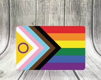 WATERPROOF Inclusive Progress Pride Flag Sticker Rainbow LGBTQAA LGBTQ+ Intersex Inclusive Car Decal
