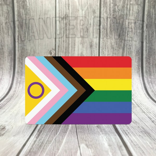 IMPERMEABLE Progreso Inclusivo Orgullo Bandera Etiqueta Arco Iris LGBTQAA LGBTQ+ Intersex Coche Inclusivo