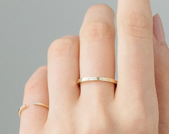 NINA Ring / Very Skinny Personalized Band Ring / Stackable Custom Name Ring / Custom Initials Band / Minimal Stacking Rings / Valentine Gift