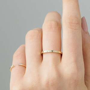 NINA Ring/ Skinny Personalized Band Ring/ Stackable Custom Name Ring/ Custom Initials Band/ Minimal Stacking Rings