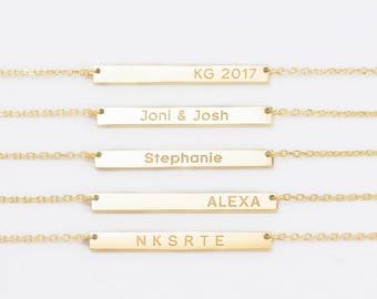 GNB3.30 Custom Bar Necklace / Name Plate Necklace / Custom Name Necklace / Custom Word Necklace / Custom Initials Necklace