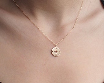 Dainty Compass Necklace, Gold Compass Necklace, Simple Minimalist Necklace in Sterling Silver