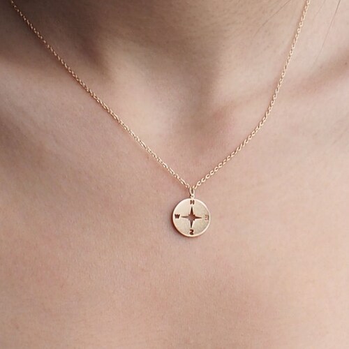Dainty Compass Necklace Gold Compass Necklace Simple Etsy