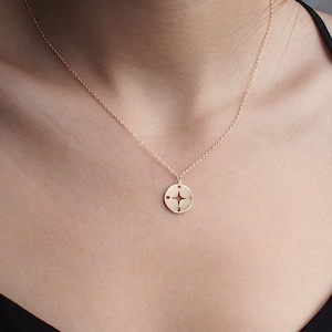 Dainty Compass Necklace, Gold Compass Necklace, Simple Minimalist Necklace in Sterling Silver