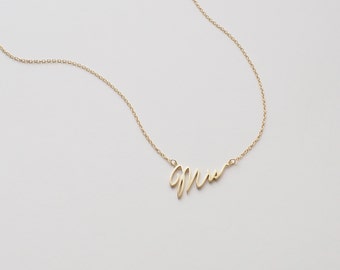 Mrs Necklace,  Just Married Necklace , Delicate Minimalist Necklace in Sterling Silver, Gold, Rose Gold, Gift for Bride