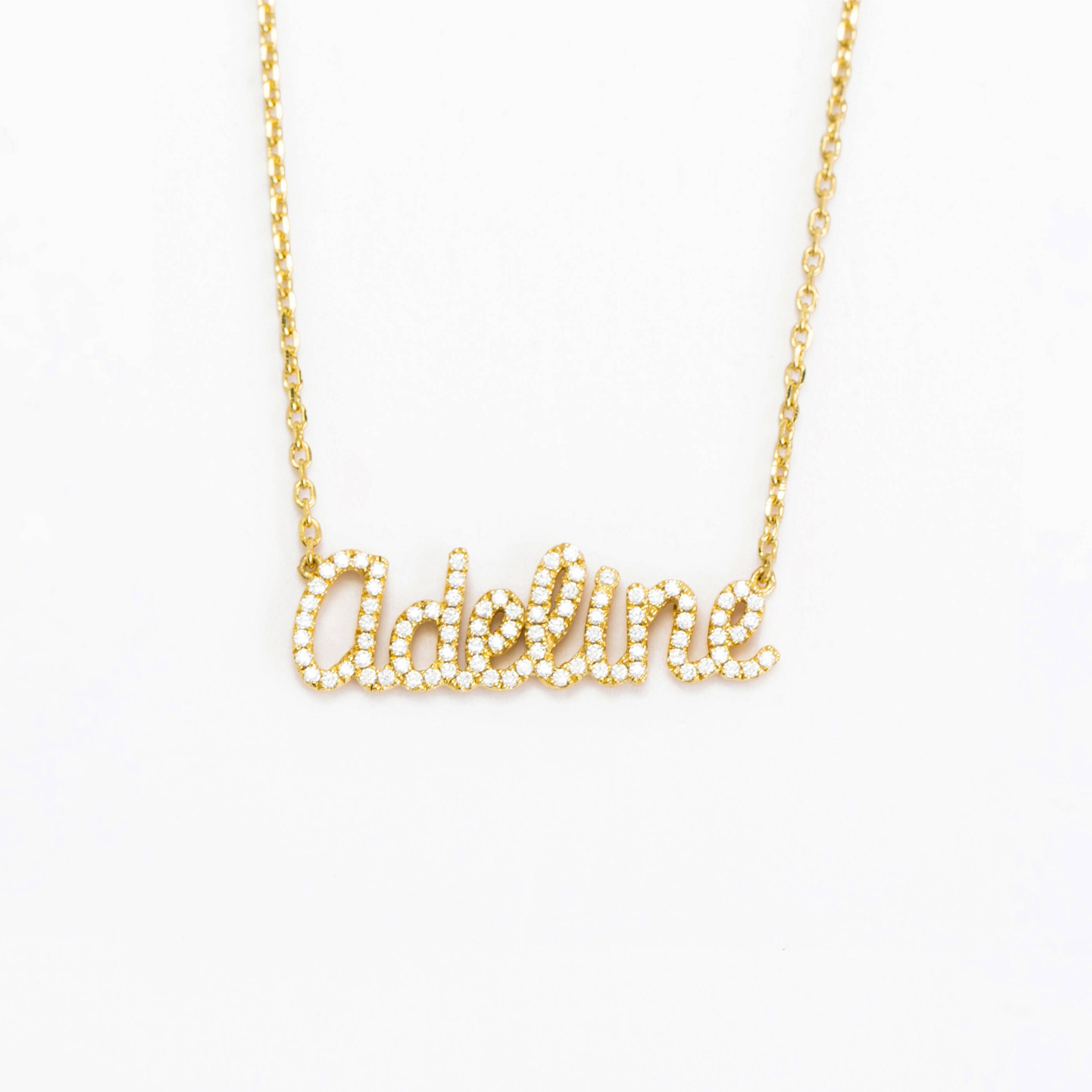 AIMEE Necklace / Custom Pave Stone Name 