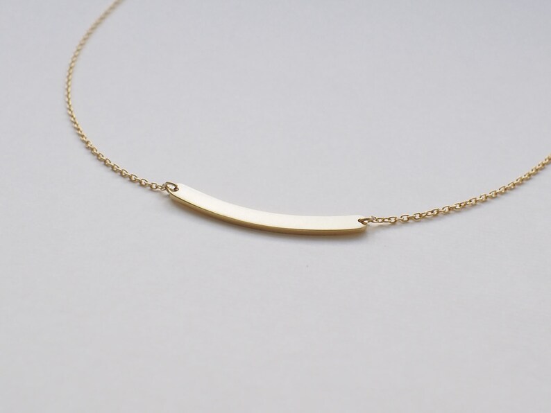 Curve Bar Necklace Personalized Engraved Name Plate Necklace Etsy