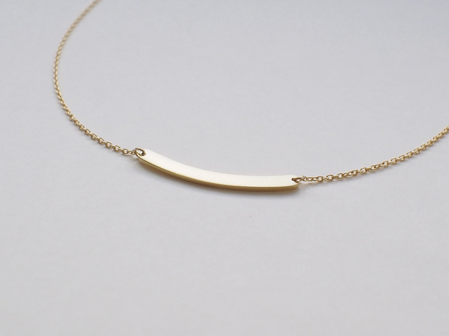 Curve Bar Necklace Personalized Engraved Name Plate Necklace Etsy