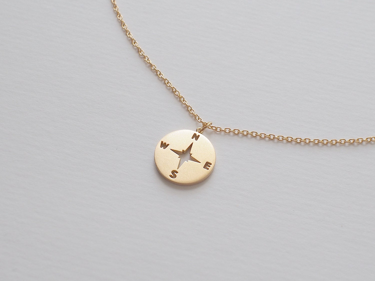 Dainty Compass Necklace Gold Compass Necklace Simple Etsy