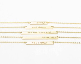 Custom Bar Necklace / Name Plate Necklace / Custom Name Necklace / Custom Message Necklace / Motivational Jewelry