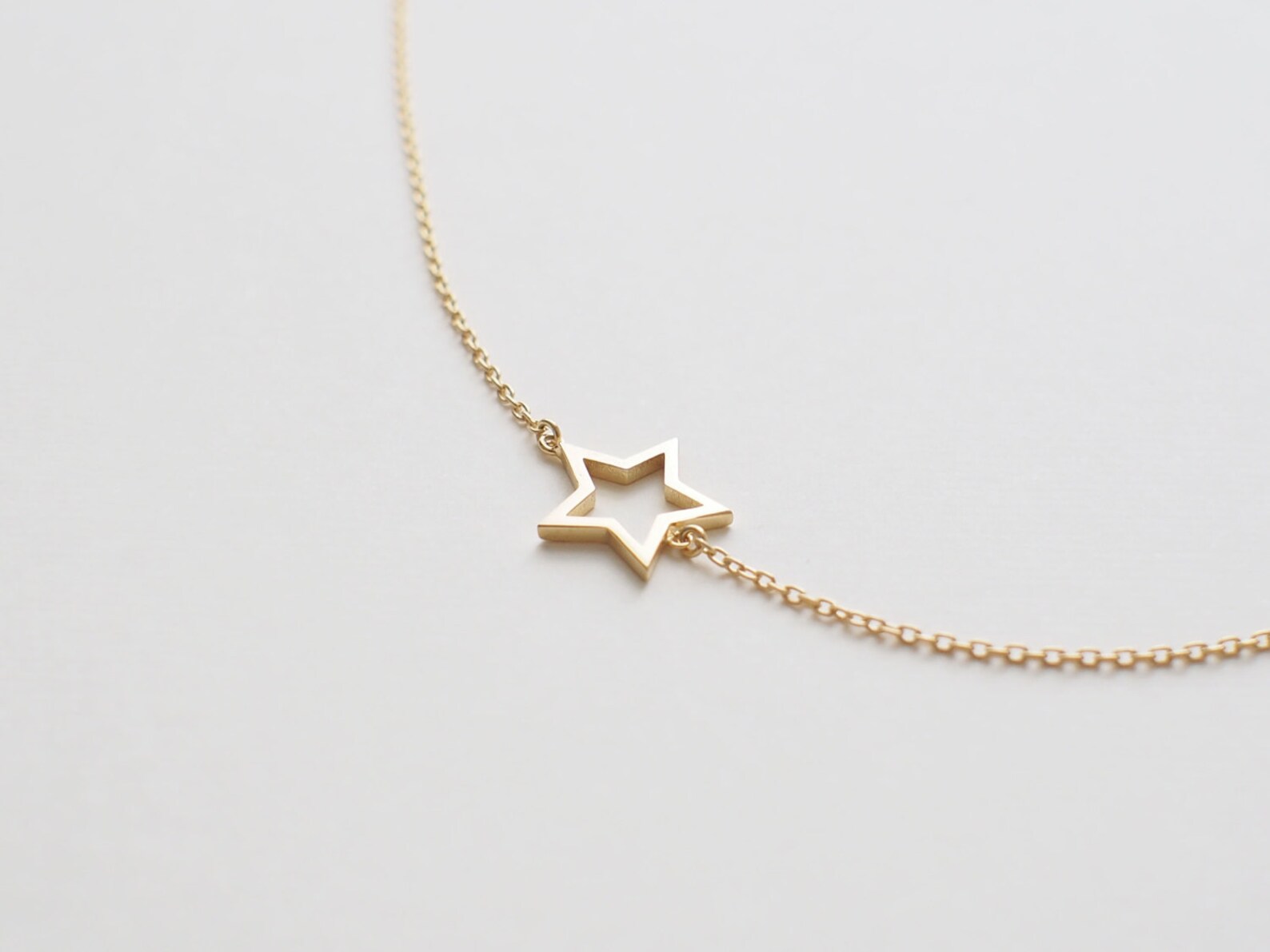 Sideway Star Necklace Simple Star Outline Necklace Dainty Etsy