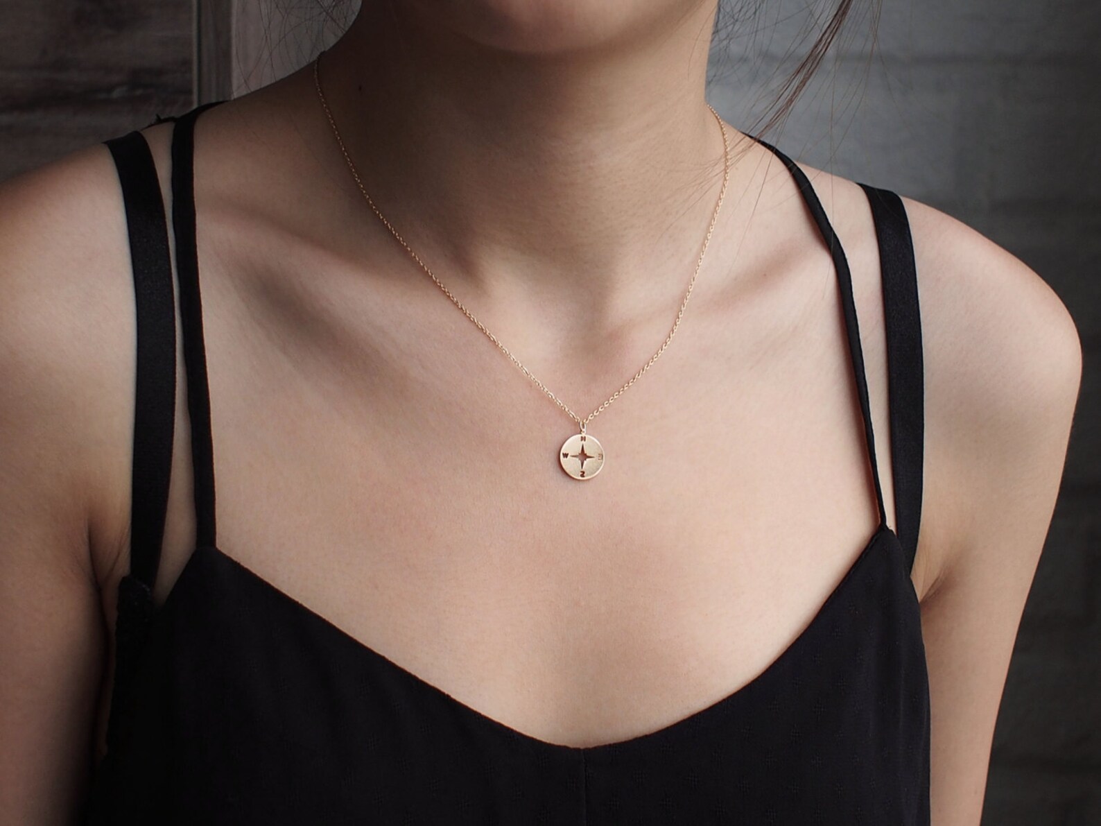 Dainty Compass Necklace Gold Compass Necklace Simple Etsy