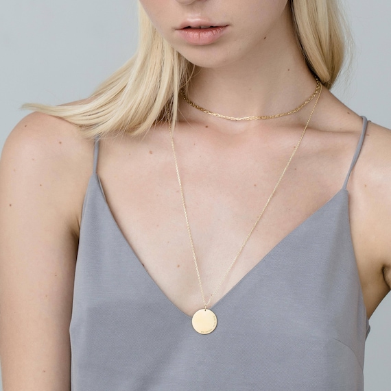 Custom Medallion Necklace Personalized Disc Necklace Custom