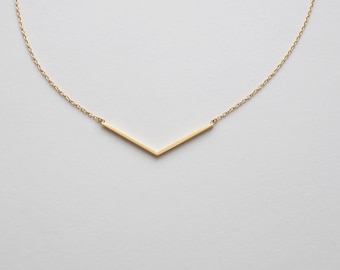 Chevron Necklace, Dainty Minimal Chevron Necklace, Simple Geometric Layering Necklace in Sterling Silver #D48