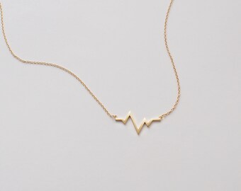 HeartBeat Necklace, ECG Necklace , Delicate Minimalist Necklace in Sterling Silver, Gold, Rose Gold