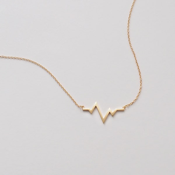 HeartBeat Necklace, ECG Necklace , Delicate Minimalist Necklace in Sterling Silver, Gold, Rose Gold