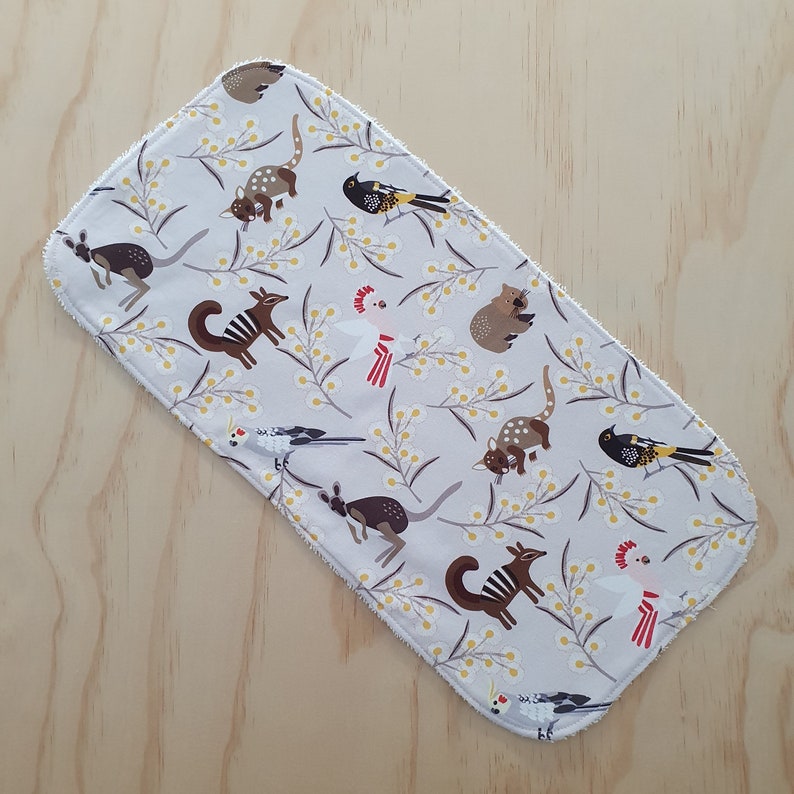 Baby Burp Cloths Quoll Feeding Finch Wombats Toweling Backed 100/% cotton Wipe Cloth Nature Set of 6